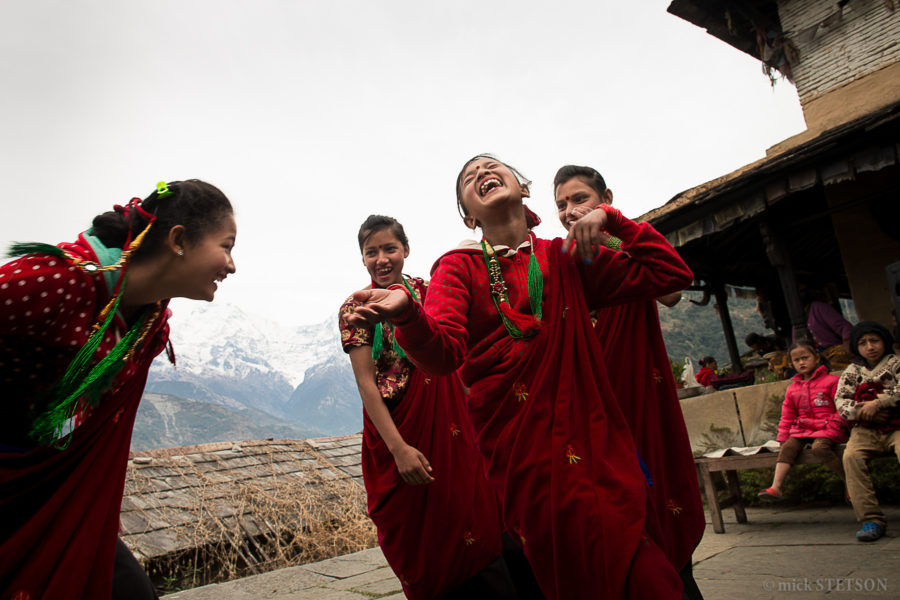 4 Gurung village girls dancing.