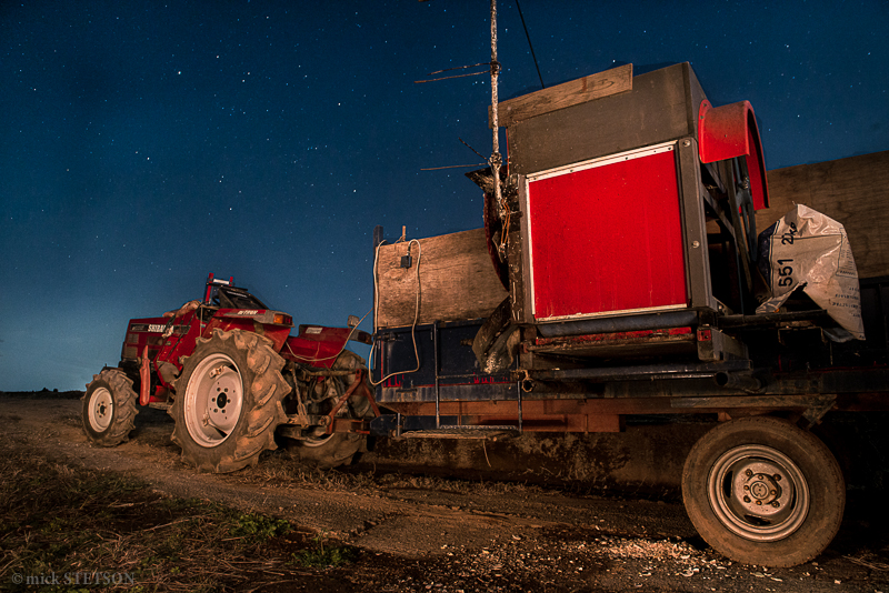 Light Painting of farmer's tractor at night